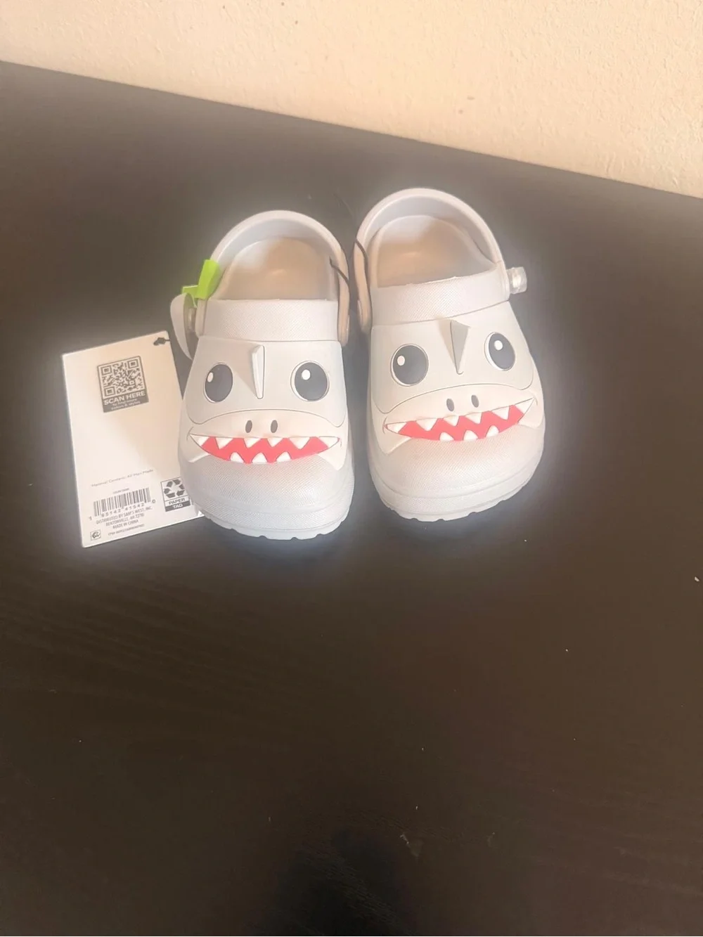 Kids Shark Clog Sandals in Gray and Red